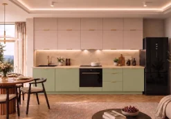 Küchenzeile Alva 300cm Weiß Hochglanz MDF-Soft Close-Premium-Einbauküche 3m