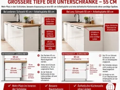 Küchenzeile Alva 300cm Weiß Hochglanz MDF-Soft Close-Premium-Einbauküche 3m