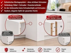 Küchenzeile Alva 300cm Weiß Hochglanz MDF-Soft Close-Premium-Einbauküche 3m