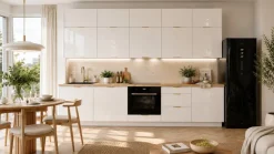 Küchenzeile Alva 300cm Weiß Hochglanz MDF-Soft Close-Premium-Einbauküche 3m