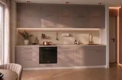 Küchenzeile Emma 330 cm Champagner Matt- Küche, Küchenblock 3,3m, mit Arbeitsplatte