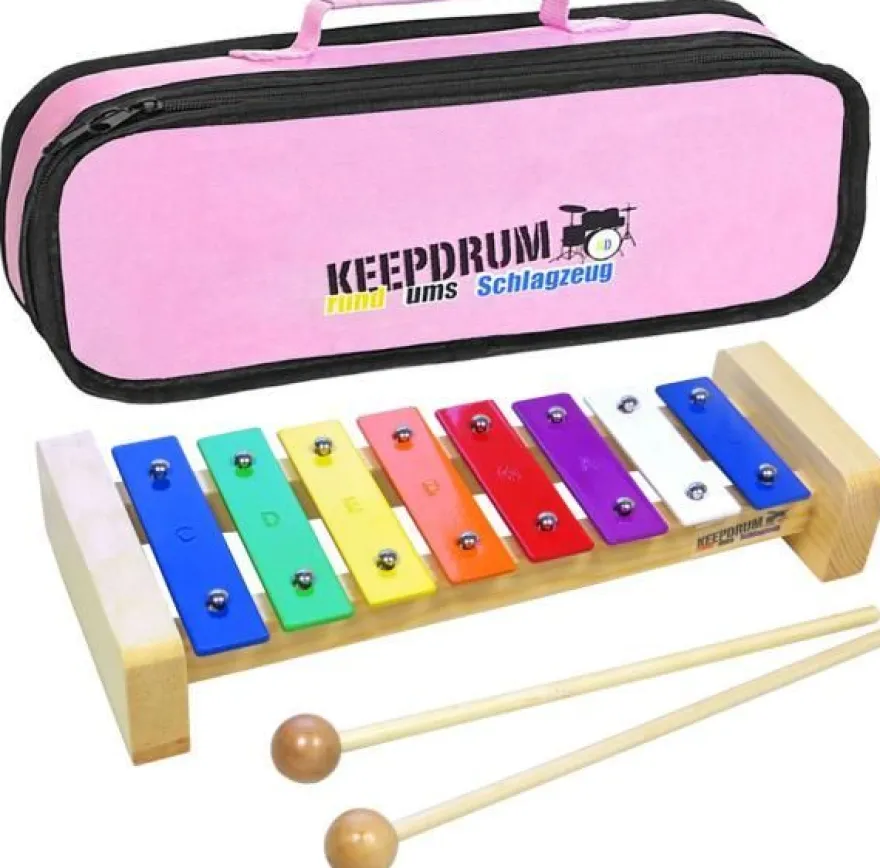 keepdrum KGS Pro Kinder Glockenspiel mit Tasche Pink