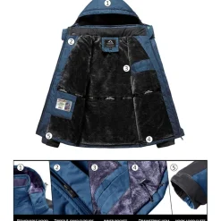 Kefitevd Herren Winterjacke Wasserdicht Warm Gefüttert Skijacke Outdoor
