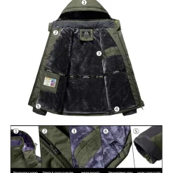 Kefitevd Herren Winterjacke Wasserdicht Warm Gefüttert Skijacke Outdoor