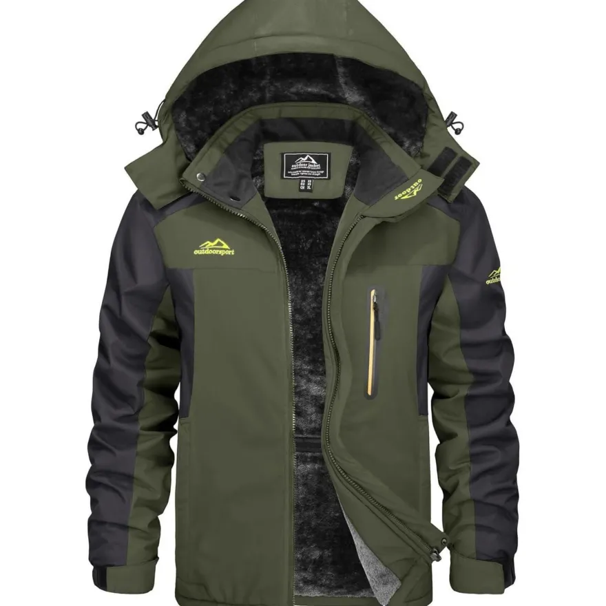 Kefitevd Herren Winterjacke Wasserdicht Warm Gefüttert Skijacke Outdoor