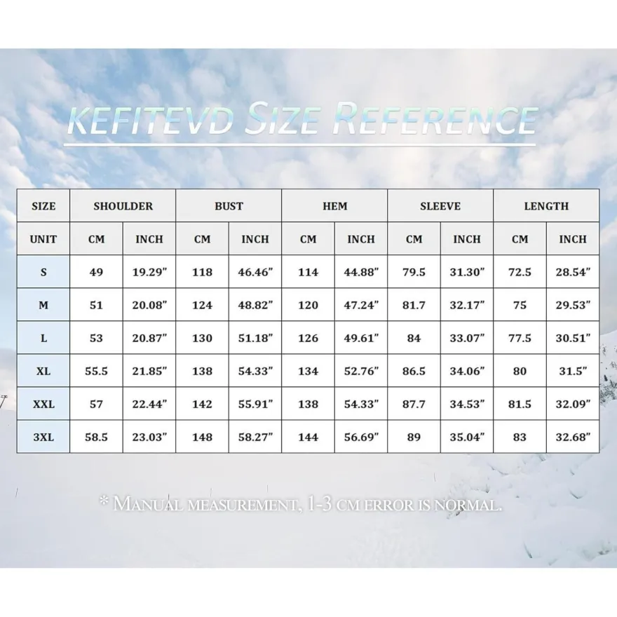 Kefitevd Herren Winterjacke Wasserdicht Warm Gefüttert Skijacke Outdoor