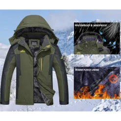 Kefitevd Herren Winterjacke Wasserdicht Warm Gefüttert Skijacke Outdoor