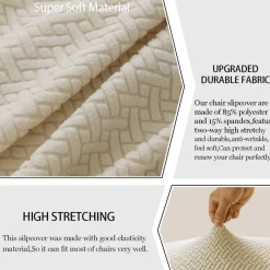 Keluina Moderne Stuhlhussen Creme 4er Set - Waschbare Stretchbezüge für