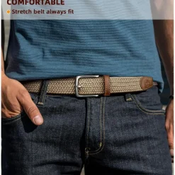 Kemisant 2er Elastischer Flechtgürtel Herren Damen, Stoffgürtel Geflochten