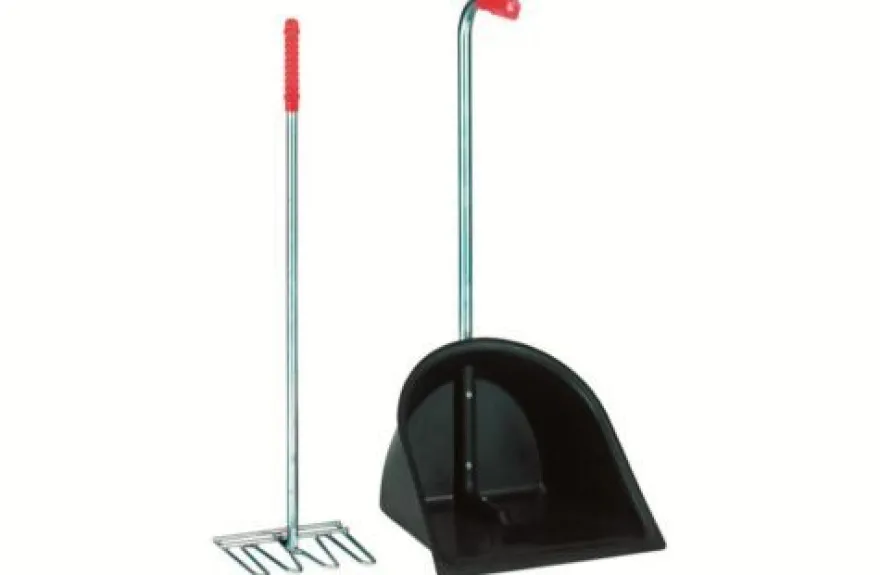 Kerbl Bollensammlerset 3281 Schwarz Mistkabel stabile Schaufel Pferd Paddocks