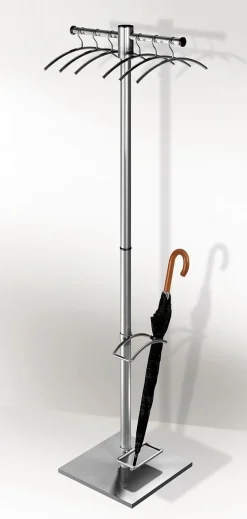 Kerkmann Design Garderobenständer G12E mit 6 Kleiderbügeln Edelstahl