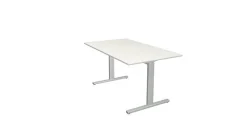 Kerkmann Schreibtisch Form 2 140x80x70-82 cm T-Fuß Alusilber