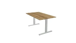 Kerkmann Schreibtisch Form 2 140x80x70-82 cm T-Fuß Alusilber
