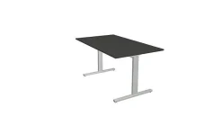 Kerkmann Schreibtisch Form 2 140x80x70-82 cm T-Fuß Alusilber
