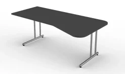 Kerkmann Schreibtisch START UP Freiform 195 x 80/100 x 75 cm C-Fuß-Gestell alusilb