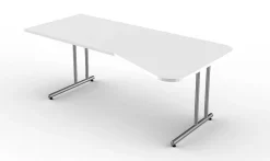 Kerkmann Schreibtisch START UP Freiform 195 x 80/100 x 75 cm C-Fuß-Gestell alusilb