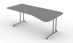 Kerkmann Schreibtisch START UP Freiform 195 x 80/100 x 75 cm C-Fuß-Gestell alusilb