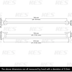 KES Handtuchhalter Schwarz 80 cm Edelstahl SUS 304 Badetuchhalter Wandmontage