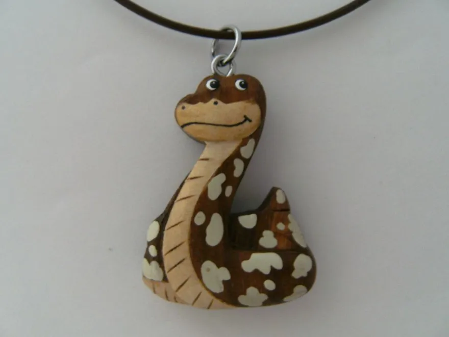 1 Kette Holzanhänger Ketten Modeschmuck Lederband Holzkette Tiere Zoo Vogel