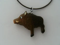 1 Kette Holzanhänger Ketten Modeschmuck Lederband Holzkette Tiere Zoo Vogel