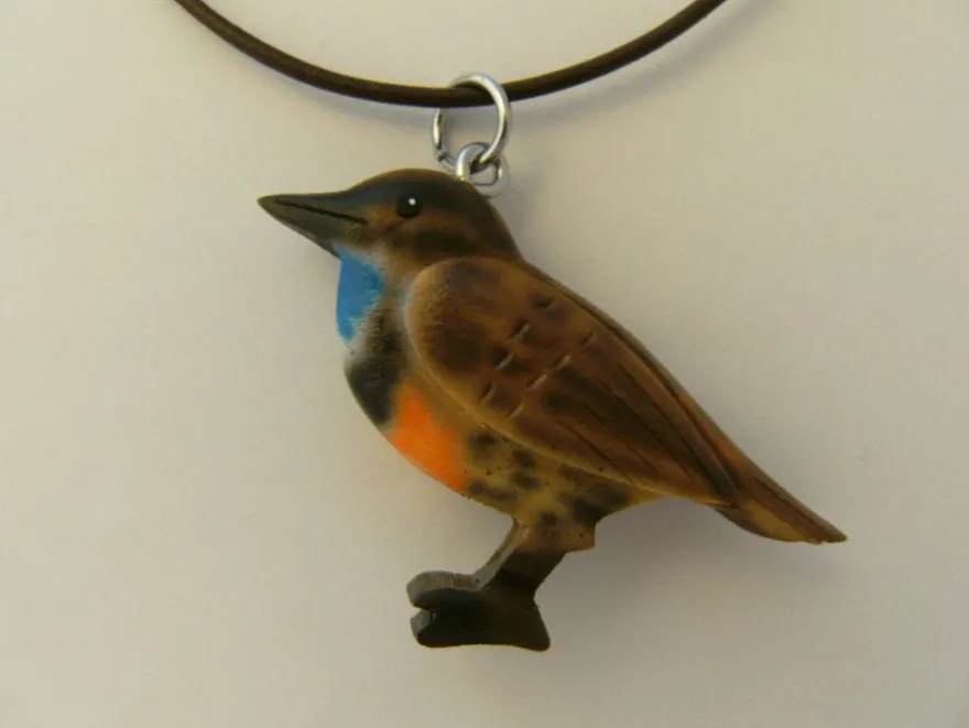 1 Kette Holzanhänger Ketten Modeschmuck Lederband Holzkette Tiere Zoo Vogel