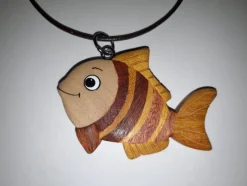 1 Kette Holzanhänger Ketten Modeschmuck Lederband Holzkette Tiere Zoo Vogel
