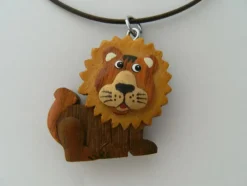 1 Kette Holzanhänger Ketten Modeschmuck Lederband Holzkette Tiere Zoo Vogel