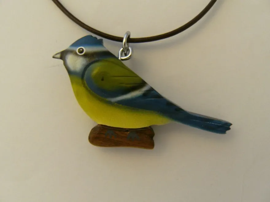 1 Kette Holzanhänger Ketten Modeschmuck Lederband Holzkette Tiere Zoo Vogel