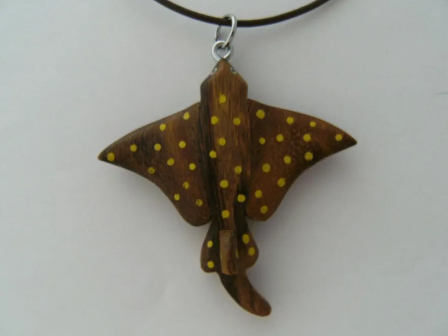 1 Kette Holzanhänger Ketten Modeschmuck Lederband Holzkette Tiere Zoo Vogel