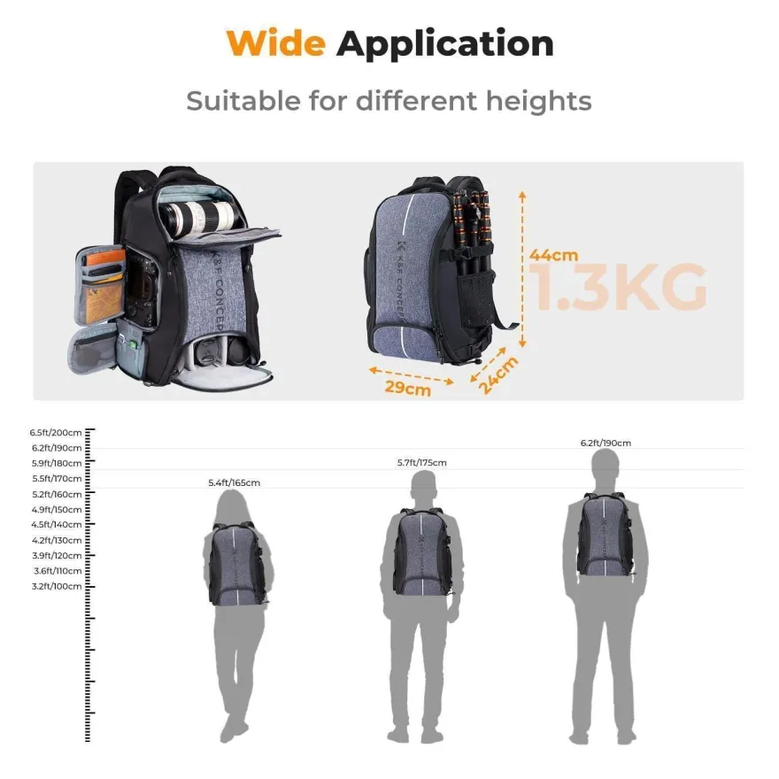 K&F Concept Kamerarucksack wasserdicht für Canon Nikon Sony Spiegelreflexkameras