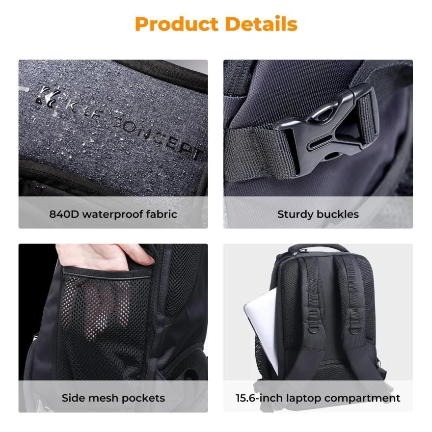 K&F Concept Kamerarucksack wasserdicht für Canon Nikon Sony Spiegelreflexkameras
