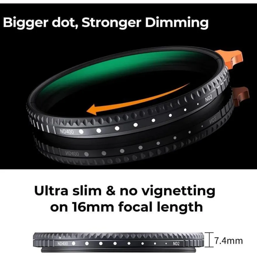 K&F Concept Nano X-Serie Variabler ND-Filter 105mm ND2-400 (1-9 Stop) mit