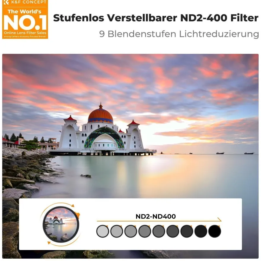 K&F Concept Nano X-Serie Variabler ND-Filter 105mm ND2-400 (1-9 Stop) mit