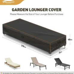 Khongoo Abdeckung Gartenliege 210x75x40cm, 420D Oxford Schutzhülle Wasserdicht