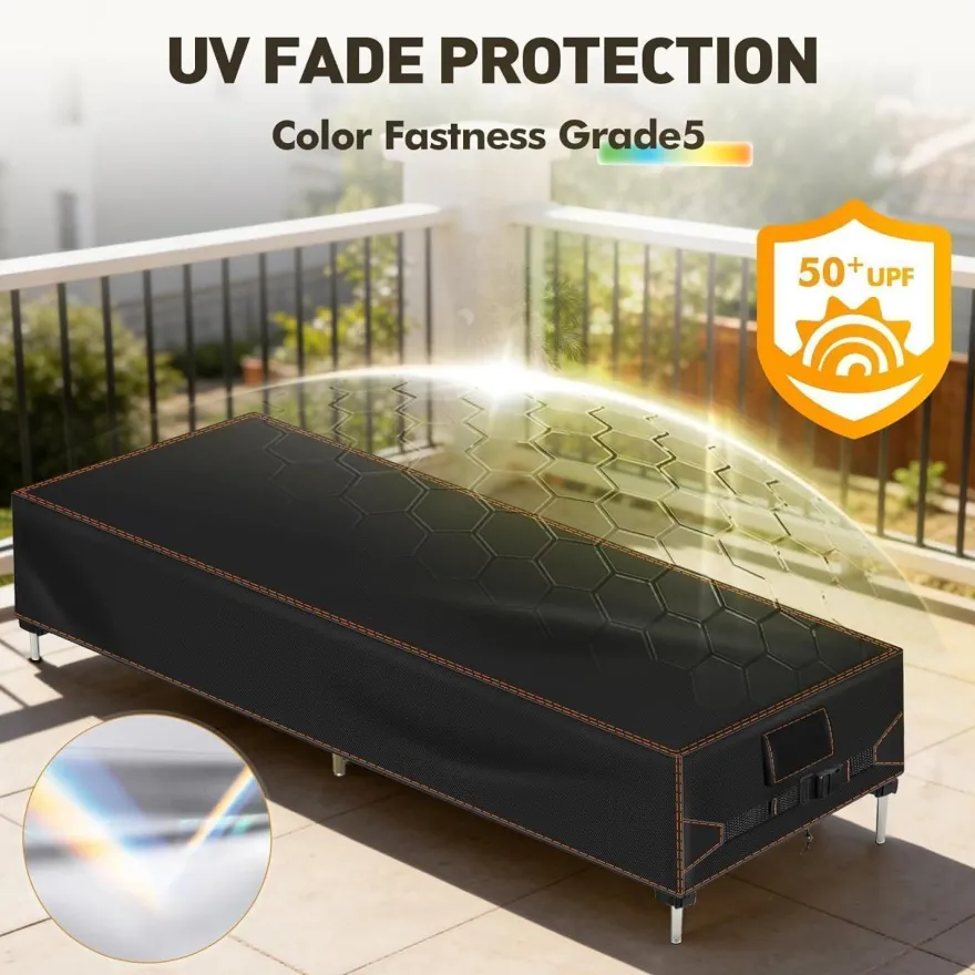 Khongoo Gartenliege Abdeckung 200x68x30cm, Wasserdicht, 420D Oxford, UV-Schutz