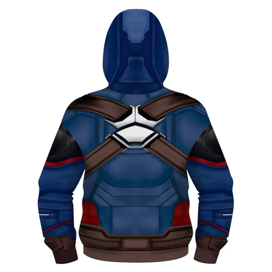Kinder American Captain 3D Zipper Hoody Marvel Baby Cosplay Pullover Mantel