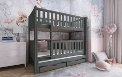 Kinderbett / Etagenbett Ksawery - Weiß / Beige / Grau / Graphit - verschiedene Größen