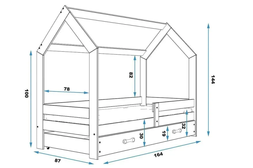 Kinderbett mit Schublade Hausbett Haus Holz Bettenkauf 160x80cm