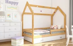 Kinderbett mit Schublade Hausbett Haus Holz Kiefer weiss Bettenkauf 160x80cm