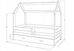 Kinderbett mit Schublade Hausbett Haus Holz Kiefer weiss Bettenkauf 160x80cm