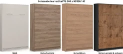 Kinderbett Schrankbett Wandbett vertikal VB 90x200 weiß eiche lancelot Farbauswahl