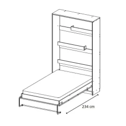 Kinderbett Schrankbett Wandbett vertikal VB 90x200 weiß eiche lancelot Farbauswahl