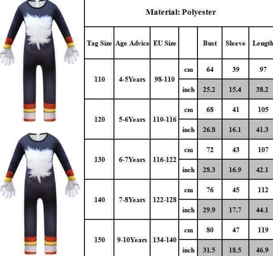 Kinder Jungen Madchen Sonic Hedgehog Cosplay Kostum Jumpsuit Karneval Shadow,