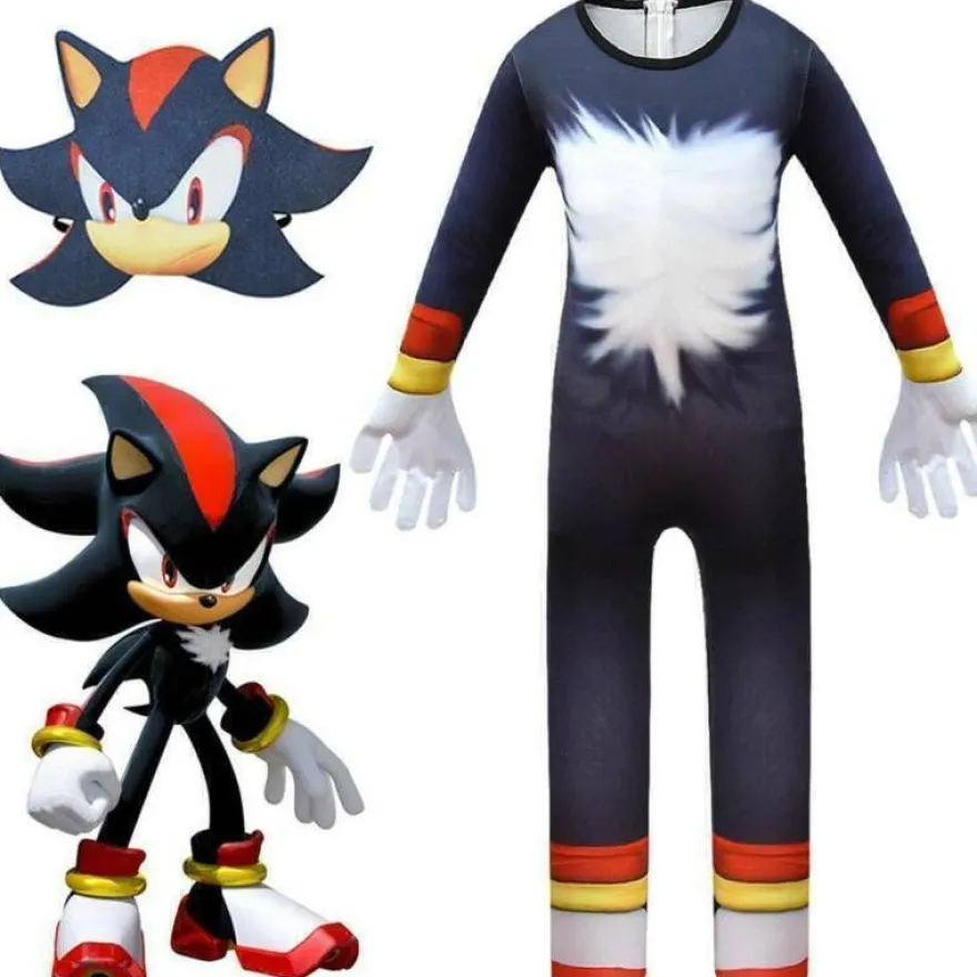 Kinder Jungen Madchen Sonic Hedgehog Cosplay Kostum Jumpsuit Karneval Shadow,