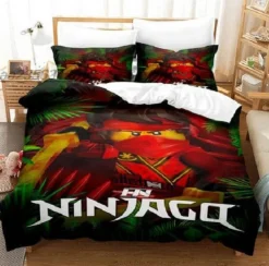 Kinder Ninjago 3D-Druck Bettbezug Kissenbezuge Bettwasche-Set Single Double