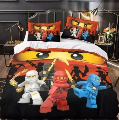 Kinder Ninjago 3D-Druck Bettbezug Kissenbezuge Bettwasche-Set Single Double