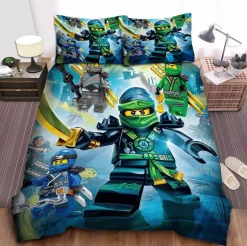 Kinder Ninjago 3D-Druck Bettbezug Kissenbezuge Bettwasche-Set Single Double