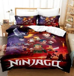 Kinder Ninjago 3D-Druck Bettbezug Kissenbezuge Bettwasche-Set Single Double