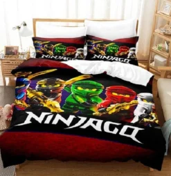 Kinder Ninjago 3D-Druck Bettbezug Kissenbezuge Bettwasche-Set Single Double
