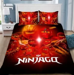 Kinder Ninjago 3D-Druck Bettbezug Kissenbezuge Bettwasche-Set Single Double